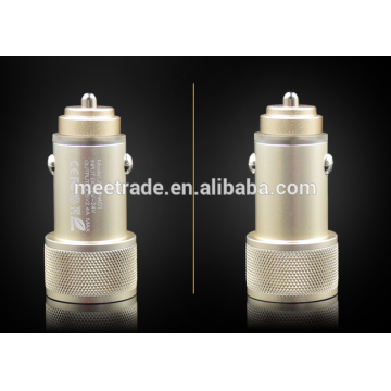 Premium Metal Dual USB Car Charger with Life Safety Function for iPhone 6 5 4, iPad Mini